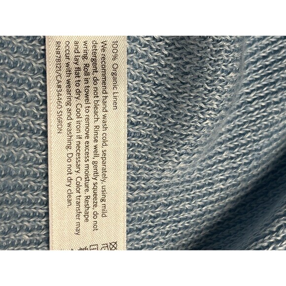 Eileen Fisher Linen Light Blue Open Front Asymmetrical Cardigan Sweater Sz PS - Picture 8 of 13